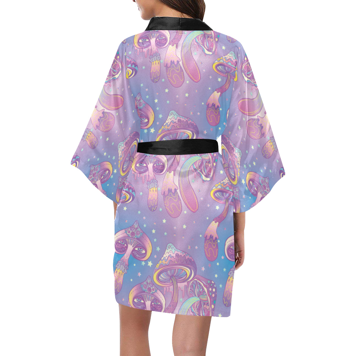 Psychedelic Mushroom Pattern Print Design A01 Women's Short Kimono