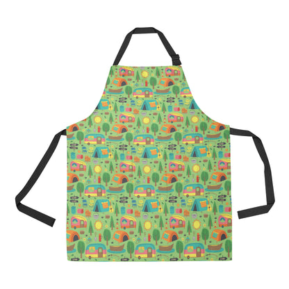 Camping Camper Pattern Print Design 04 Apron with Pocket