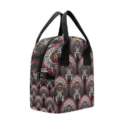 Native Indian Skull Insulated Lunch Bag