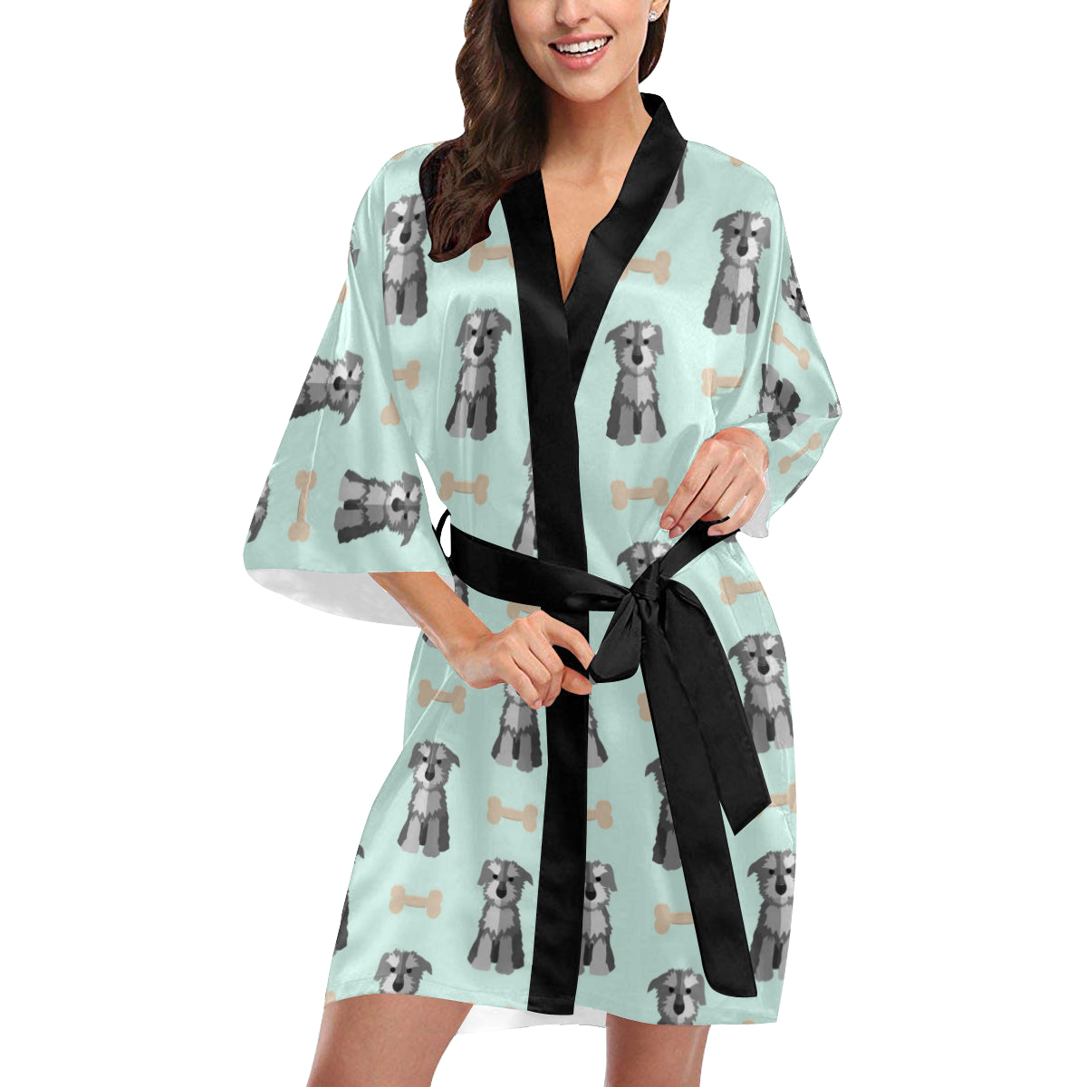 Schnauzers Pattern Print Design A03 Women's Short Kimono