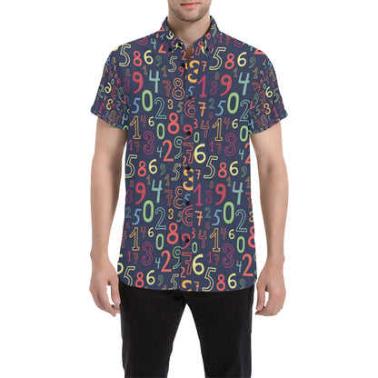 Number Pattern Print Design A01 Men's Short Sleeve Button Up Shirt