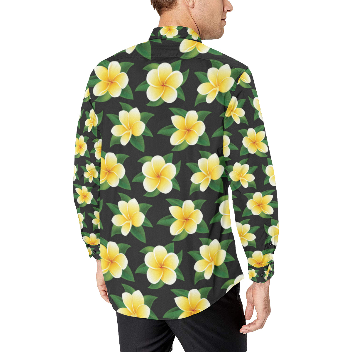 Plumeria Pattern Print Design A03 Men's Long Sleeve Shirt