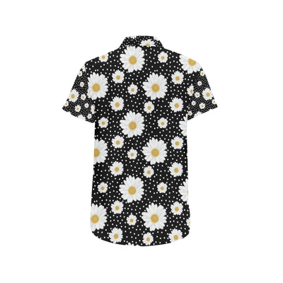 Daisy Pattern Print Design DS02 Men's Short Sleeve Button Up Shirt