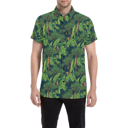 Rainforest Pattern Print Design A01 Men's Short Sleeve Button Up Shirt