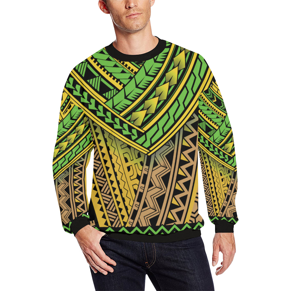 Polynesian Tribal Color Men Long Sleeve Sweatshirt