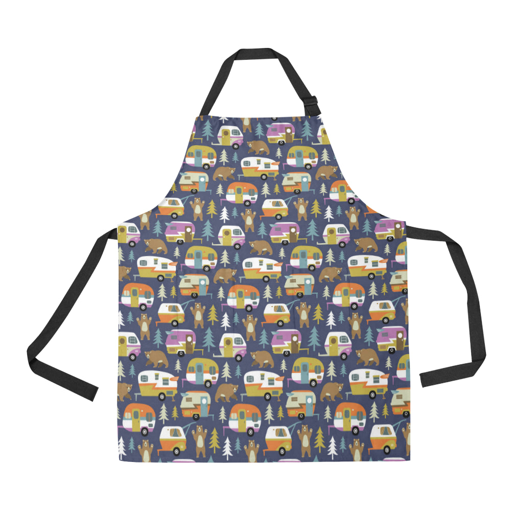 Camper Pattern Print Design 04 Apron with Pocket