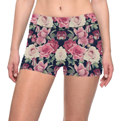 Rose Pattern Print Design RO05 Yoga Shorts