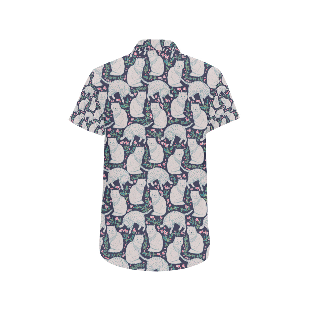 Cat Pattern Print Design 06 Men's Short Sleeve Button Up Shirt