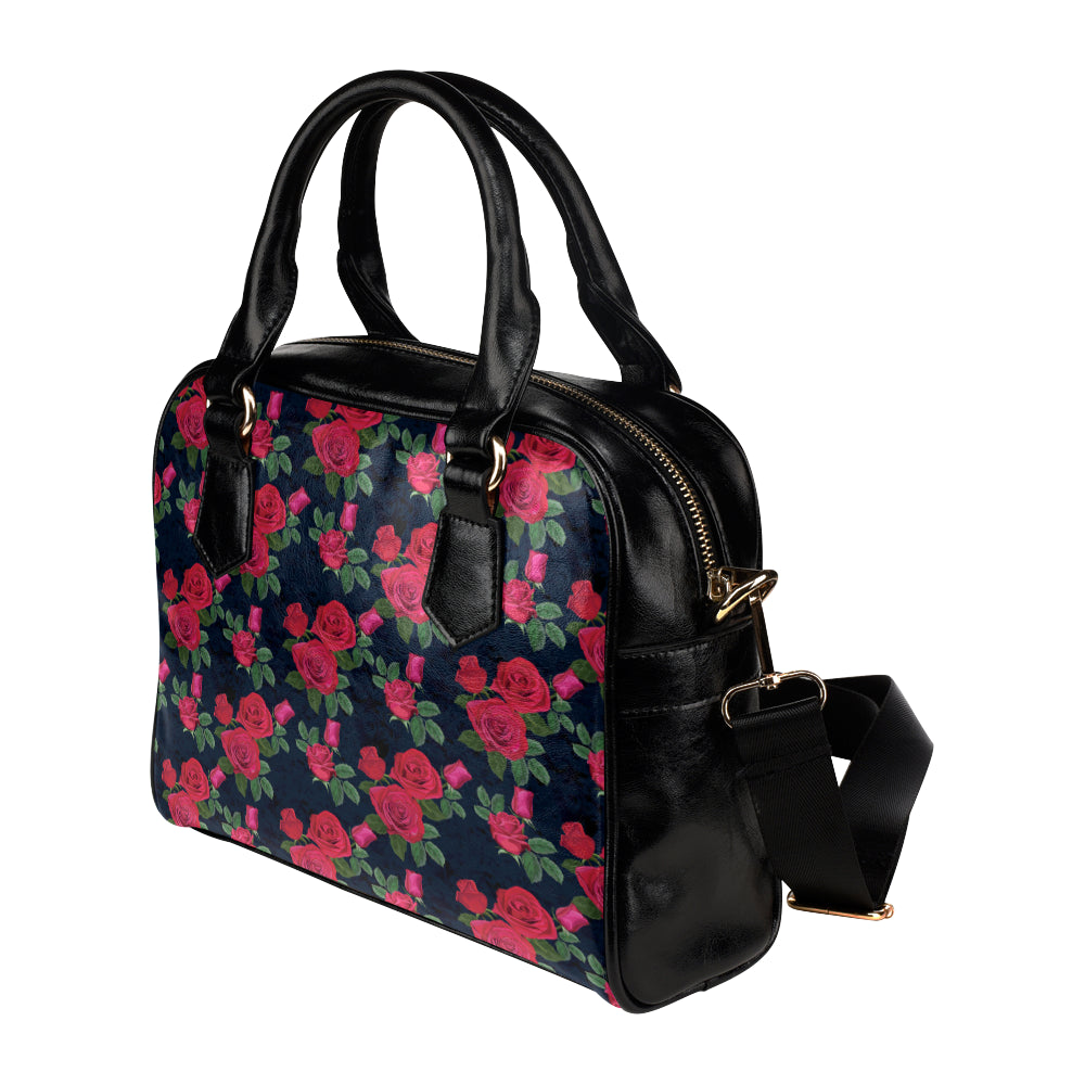 Rose Pattern Print Design A04 Shoulder Handbag