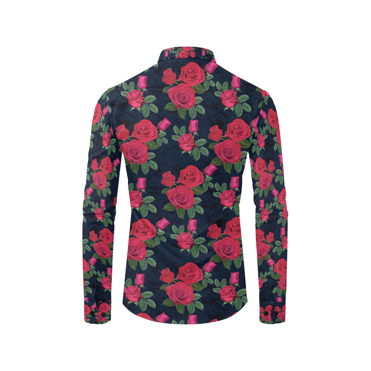 Rose Pattern Print Design A04 Men's Long Sleeve Shirt