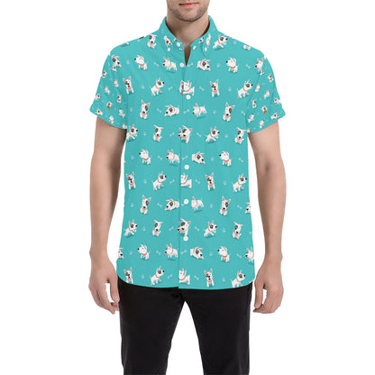 Bull Terriers Pattern Print Design 07 Men's Short Sleeve Button Up Shirt