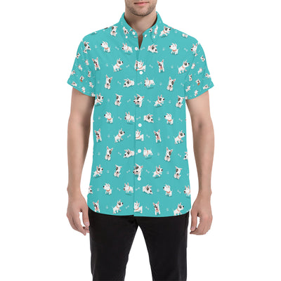 Bull Terriers Pattern Print Design 07 Men's Short Sleeve Button Up Shirt