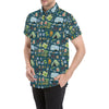 Camping Pattern Print Design 02 Men's Short Sleeve Button Up Shirt