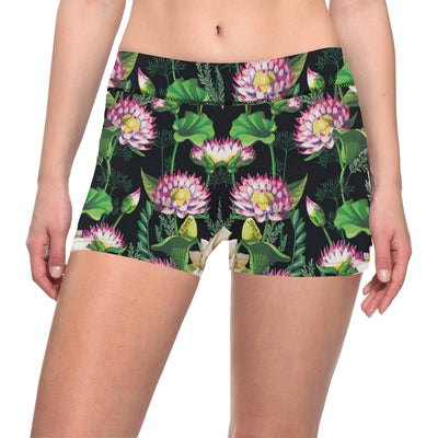 Water Lily Pattern Print Design WL010 Yoga Shorts