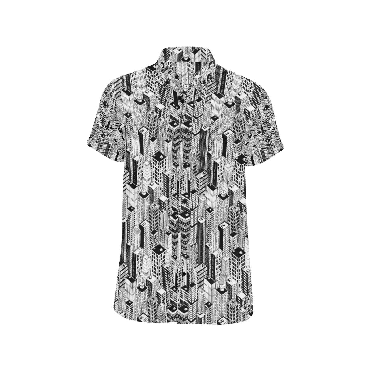 City  Pattern Print Design 02 Men's Short Sleeve Button Up Shirt
