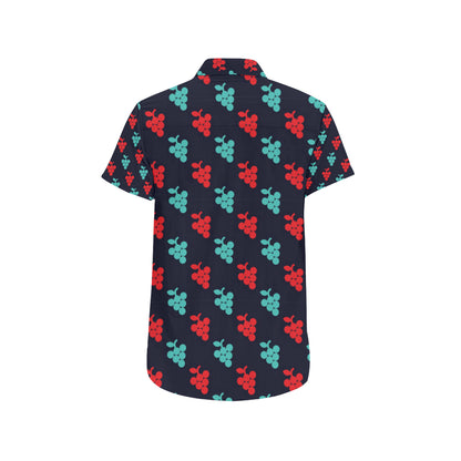 Grape Pattern Print Design GP07 Men's Short Sleeve Button Up Shirt