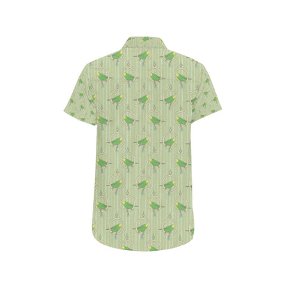 Budgerigar Pattern Print Design 02 Men's Short Sleeve Button Up Shirt