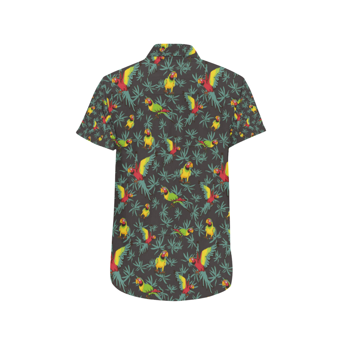 Parrot Themed Print Men's Short Sleeve Button Up Shirt