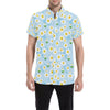 Daisy Pattern Print Design DS010 Men's Short Sleeve Button Up Shirt