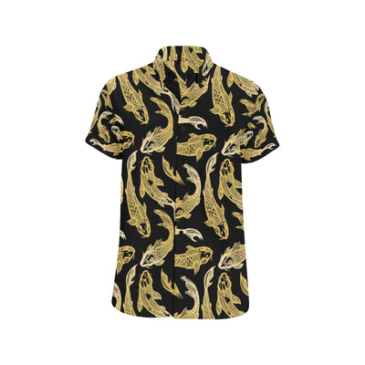 KOI Fish Pattern Print Design 03 Men's Short Sleeve Button Up Shirt