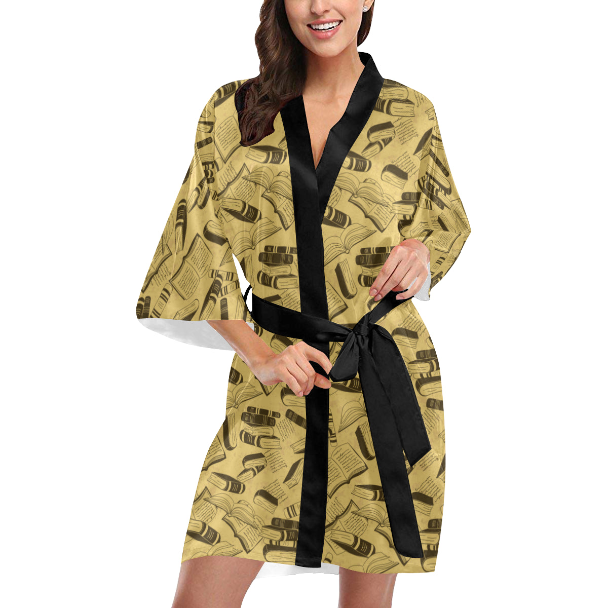 Book Pattern Print Design 02 Women's Short Kimono