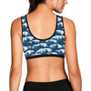 Ocean Wave Pattern Print Sports Bra