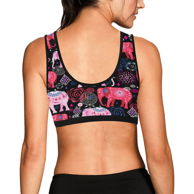 Pink Elephant Pattern Sports Bra