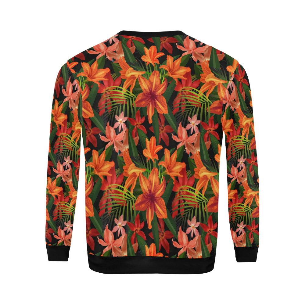 Amaryllis Pattern Print Design AL05 Men Long Sleeve Sweatshirt