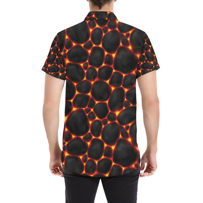Lava Pattern Print Design 01 Men's Short Sleeve Button Up Shirt