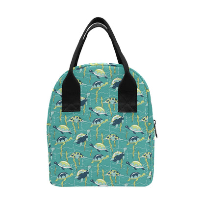 Sea Turtle Pattern Print Design T08 Insulated Lunch Bag