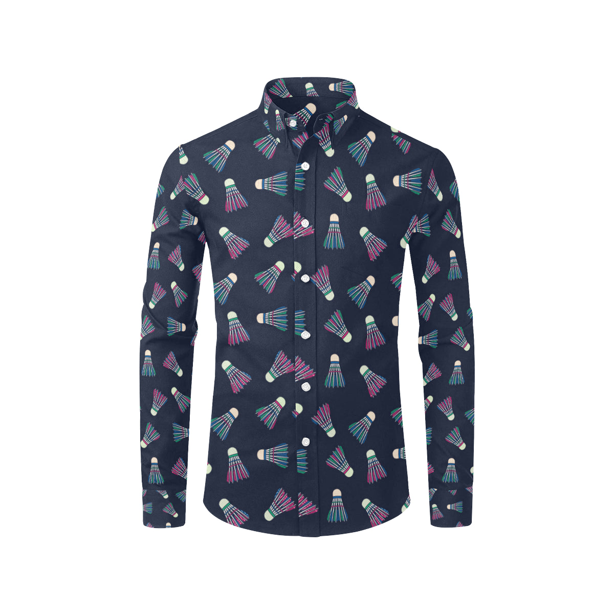 Badminton Ball Pattern Print Design 02 Men's Long Sleeve Shirt