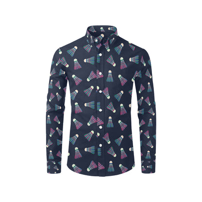 Badminton Ball Pattern Print Design 02 Men's Long Sleeve Shirt