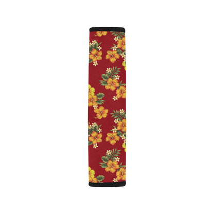 Orange Hibiscus Pattern Print Design HB026 Car Seat Belt Cover