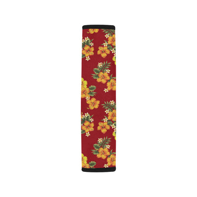 Orange Hibiscus Pattern Print Design HB026 Car Seat Belt Cover