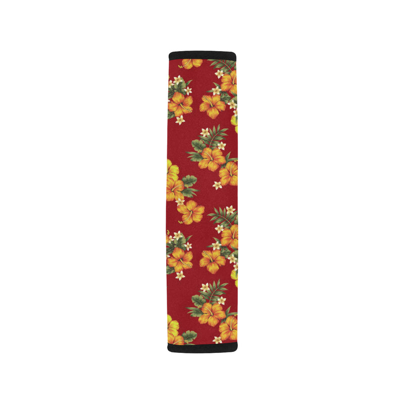 Orange Hibiscus Pattern Print Design HB026 Car Seat Belt Cover