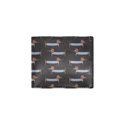 Dachshund Pattern Print Design 04 Men's ID Card Wallet