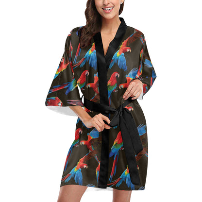 Macaw Pattern Print Design 04 Women's Short Kimono