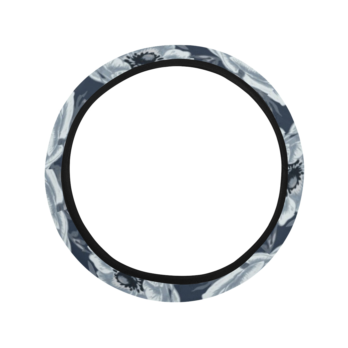 Anemone Pattern Print Design AM09 Steering Wheel Cover with Elastic Edge