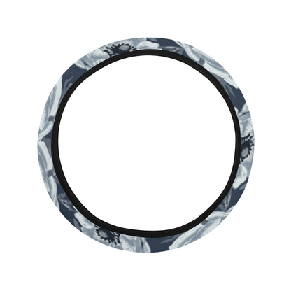Anemone Pattern Print Design AM09 Steering Wheel Cover with Elastic Edge