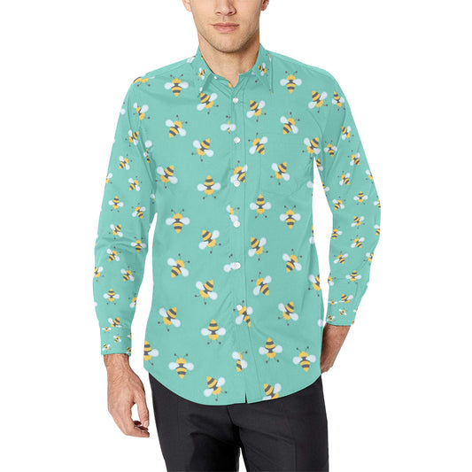 Bee Pattern Print Design 01 Men's Long Sleeve Shirt