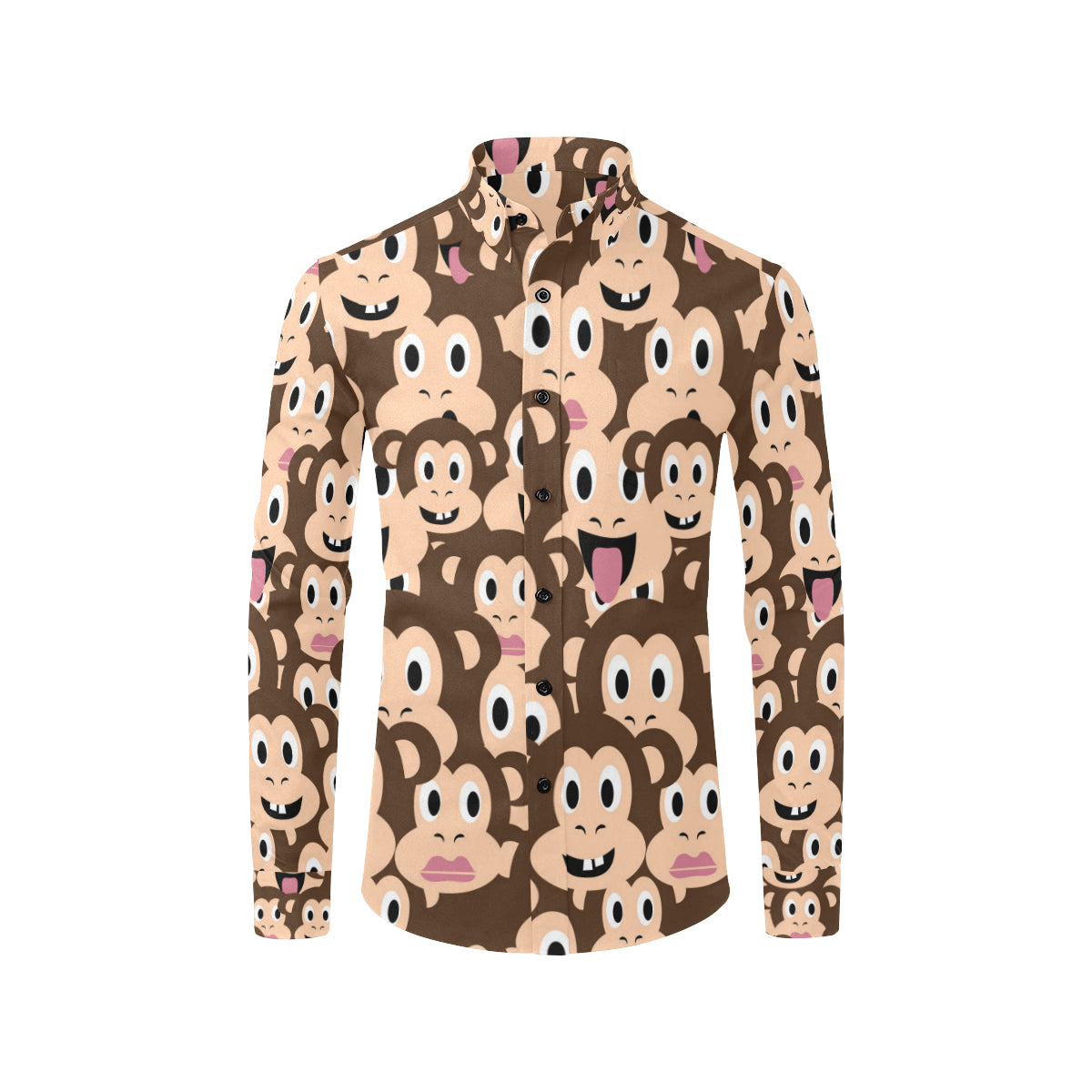 Emoji Monkey Print Pattern Men's Long Sleeve Shirt