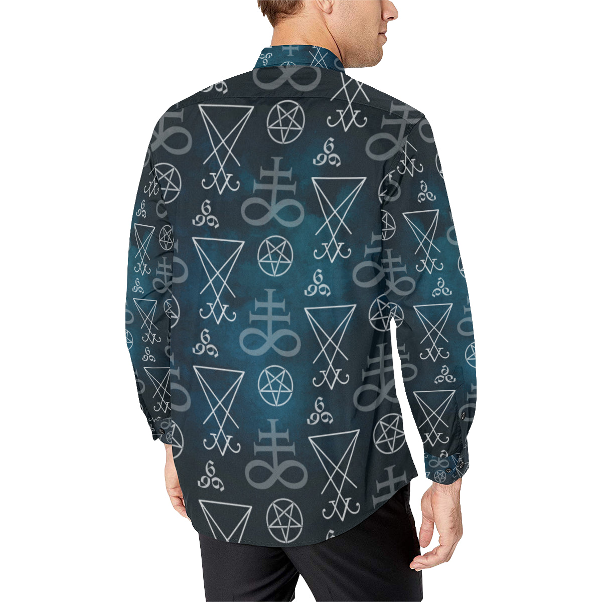 Pentagram Pattern Print Design A03 Men's Long Sleeve Shirt