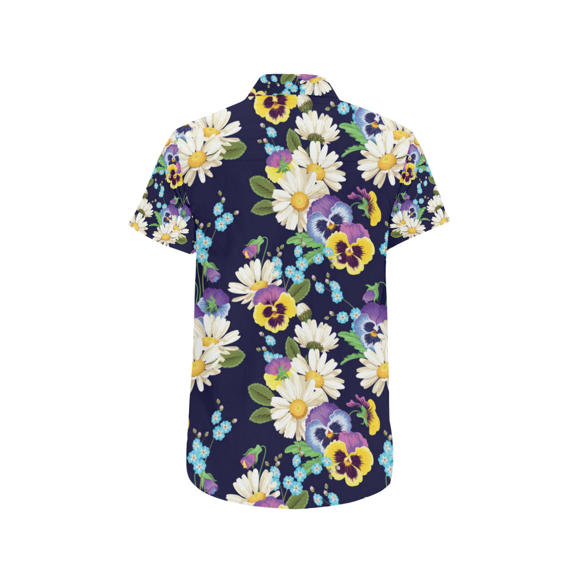 Pansy Pattern Print Design PS03 Men's Short Sleeve Button Up Shirt