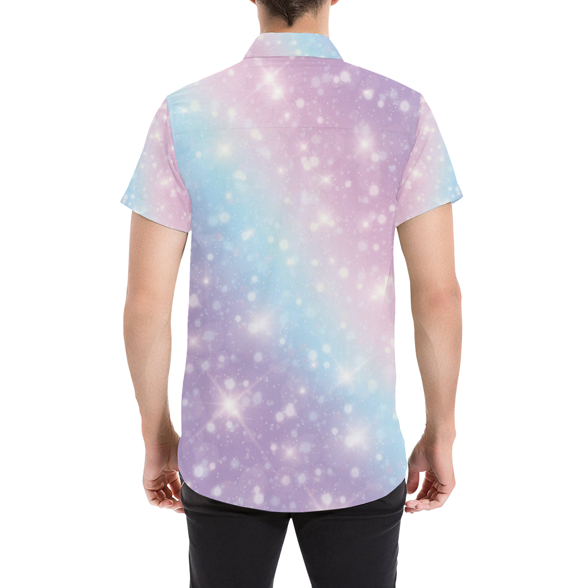 Cosmic Pastel Pattern Print Design 02 Men's Short Sleeve Button Up Shirt