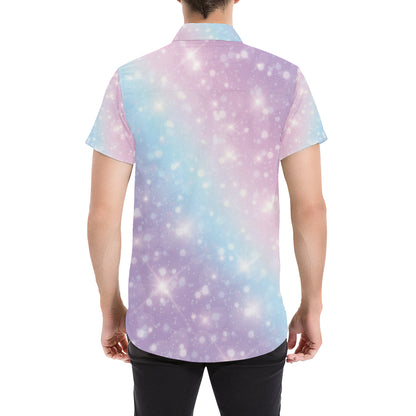 Cosmic Pastel Pattern Print Design 02 Men's Short Sleeve Button Up Shirt