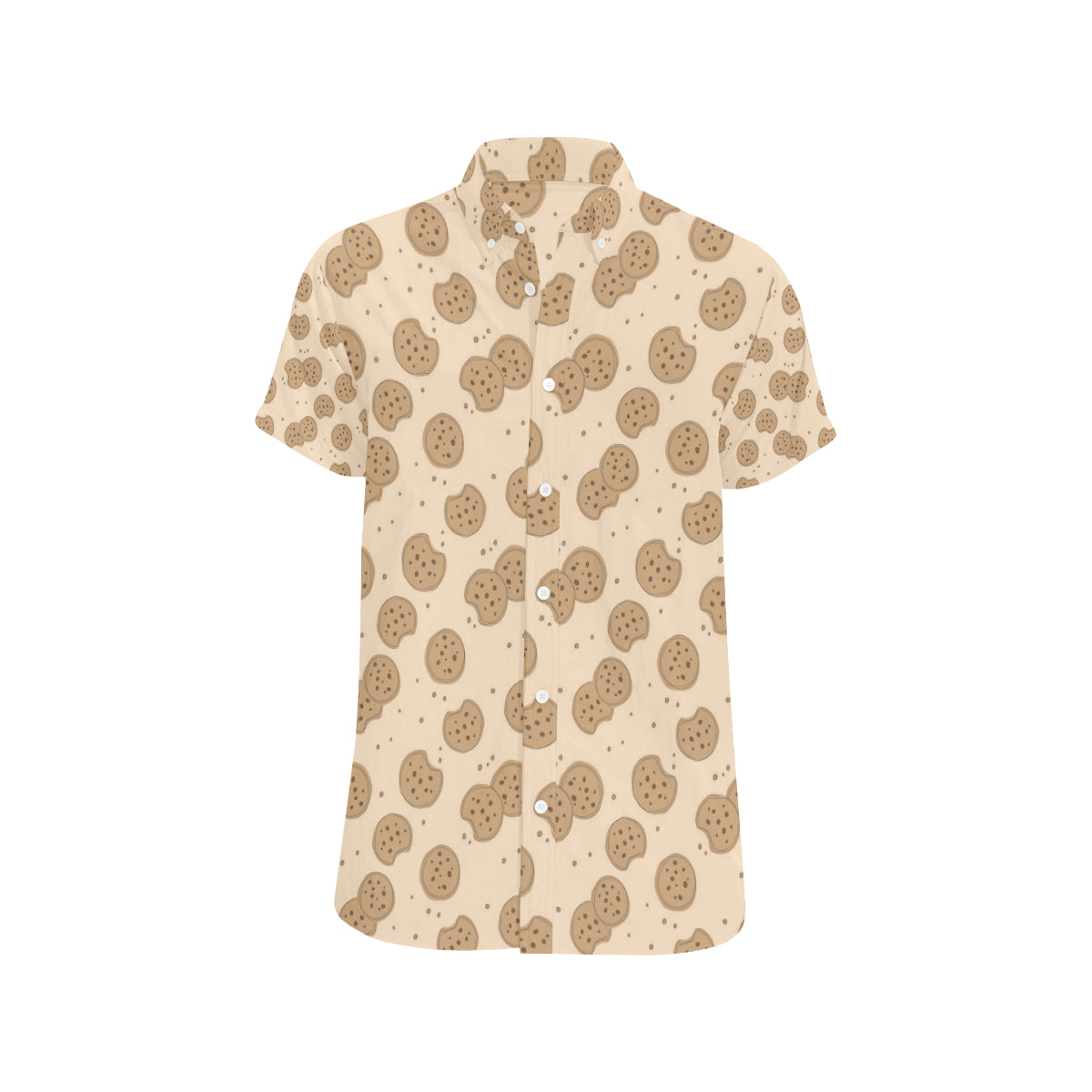 Biscuit Pattern Print Design 02 Men's Short Sleeve Button Up Shirt