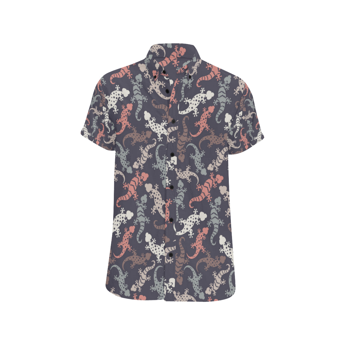 Gecko Pattern Print Design 02 Men's Short Sleeve Button Up Shirt