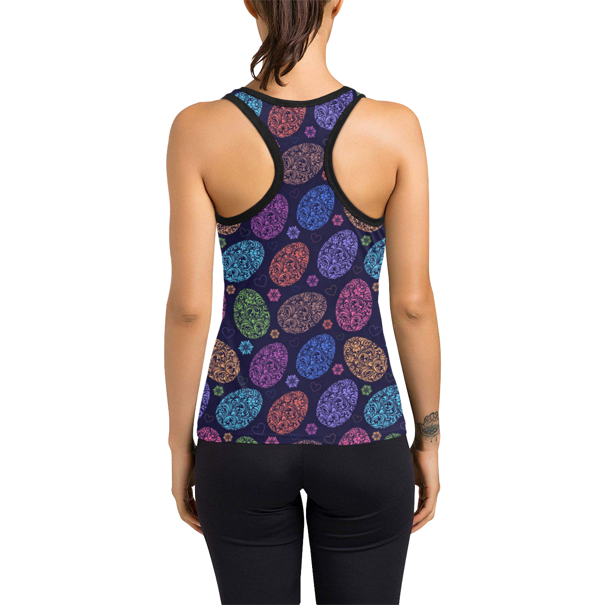 Easter Eggs Pattern Print Design RB012 Women's Racerback Tank Top
