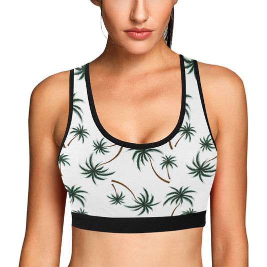 Palm Tree Pattern Print Design PT07 Sports Bra
