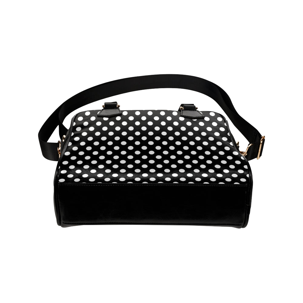 Polka Dot Black White Pattern Print Design 03 Shoulder Handbag